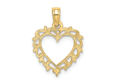 14k Yellow Gold Heart with Lace Trim Pendant