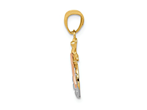 14k Tri-color Gold Polished & Textured Bee Pendant - 164LMA