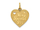 14k Yellow Gold Textured Very Special Sis Heart Pendant