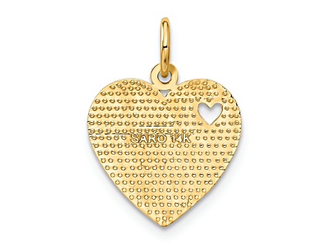 14k Yellow Gold Textured Very Special Sis Heart Pendant