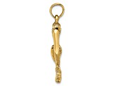 14k Yellow Gold Textured Standing Pelican with Moveable Mouth Pendant