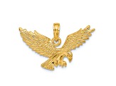 14K Yellow Gold Solid Polished Eagle Landing Pendant