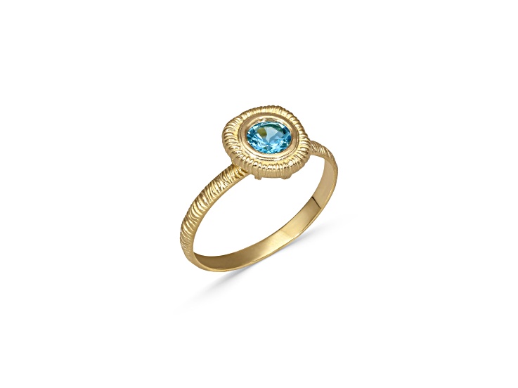 Blue Topaz 14k Yellow Gold Textured Ring 0.56ct