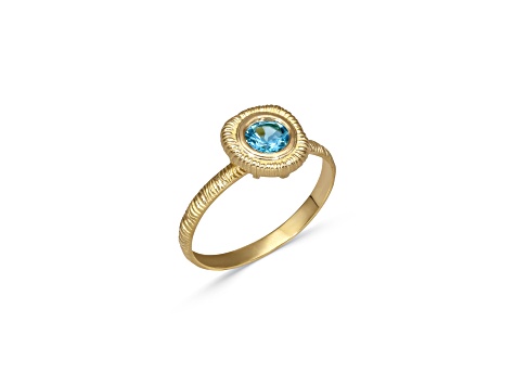 Blue Topaz 14k Yellow Gold Textured Ring 0.56ct