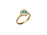 Blue Topaz 14k Yellow Gold Textured Ring 0.56ct