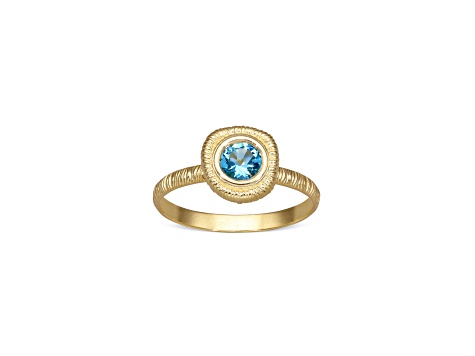 Blue Topaz 14k Yellow Gold Textured Ring 0.56ct