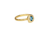 Blue Topaz 14k Yellow Gold Textured Ring 0.56ct