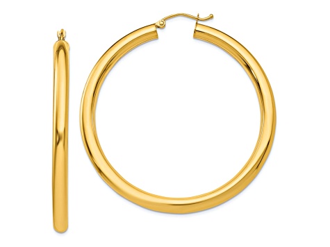10k Yellow Gold Polished 1 15/16" Tube Hoop Earrings