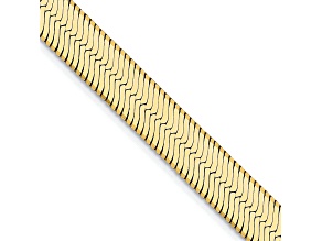 10k Yellow Gold 6.5mm Solid Silky Herringbone 16 Inch Chain