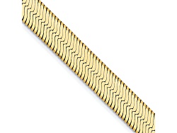 10k Yellow Gold 6.5mm Solid Silky Herringbone 18 Inch Chain