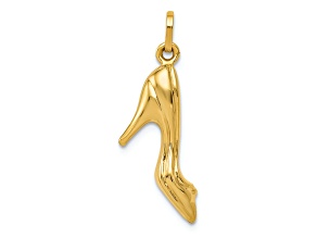 14k Yellow Gold 3D Textured High Heel Shoe Charm