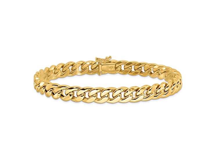 14K Yellow Gold Polished Curb Link Men's Bracelet