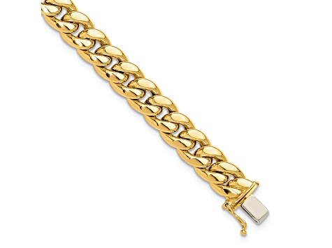 14K Yellow Gold Polished Curb Link Men's Bracelet