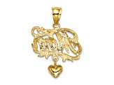 14k Yellow Gold Mom with Dangling Heart pendant