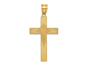 14k Yellow Gold Laser Designed and Textured Cross Pendant
