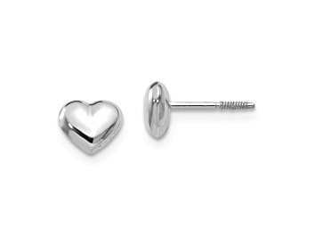 Picture of Rhodium Over 14k White Gold Puff Heart Post Earrings