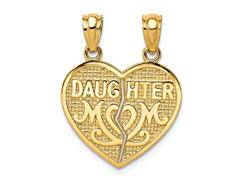 Picture of 14K Yellow Gold Satin and Polished DAUGHTER-MOM Break Apart Heart Pendant