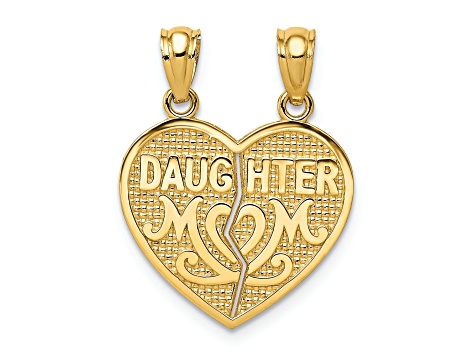 14K Yellow Gold Satin and Polished DAUGHTER-MOM Break Apart Heart