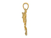 14k Yellow Gold 2D Textured Frog Charm