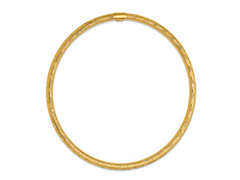 14k Yellow Gold Diamond-Cut Slip-on Bangle