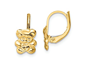Picture of 14K Yellow Gold Polished Teddy Bear Leverback Earrings