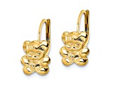 14K Yellow Gold Polished Teddy Bear Leverback Earrings