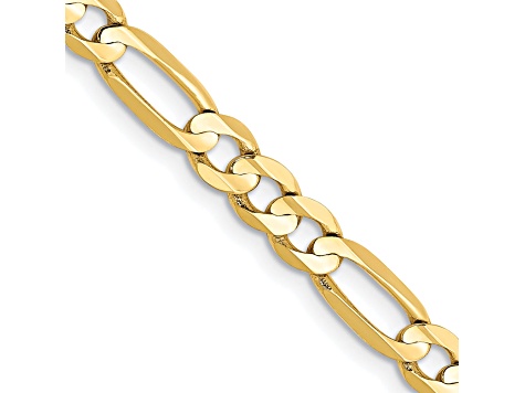 10k Yellow Gold 4.5mm Concave Open Figaro Link Bracelet