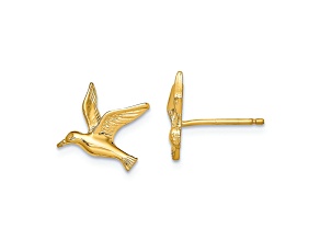 14k Yellow Gold Polished Seagull Stud Earrings