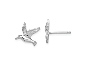 Rhodium Over 14k White Gold Polished Seagull Stud Earrings