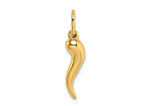 14k Yellow Gold Hollow Italian Horn Pendant