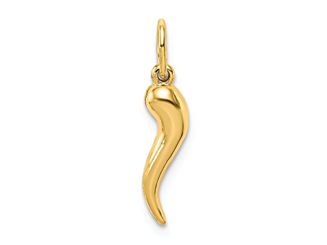 14k Yellow Gold Hollow Italian Horn Pendant