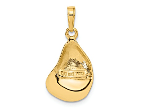 14k Yellow Gold Textured Oyster Shell Pendant