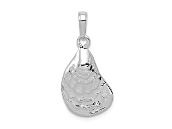Picture of Rhodium Over 14k White Gold Textured Oyster Shell Pendant