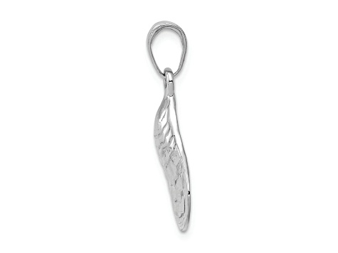 Rhodium Over 14k White Gold Textured Oyster Shell Pendant