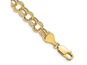 14k Yellow Gold 6mm Double Link Charm Bracelet