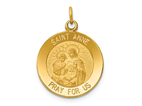14K Yellow Gold Saint Anne Medal Charm