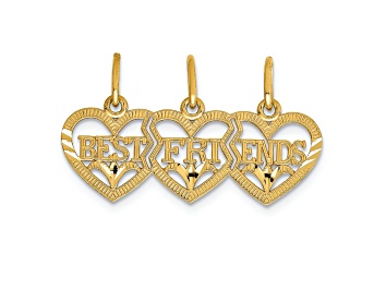 Picture of 14k Yellow Gold Triple Heart Diamond-Cut Best Friends Break-Apart Pendant