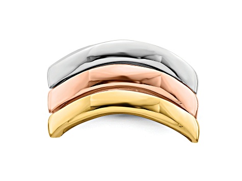 14K Tri-Color Triple Wave Bands