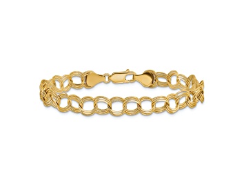 Picture of 14k Yellow Gold 7mm Triple Link Charm Bracelet