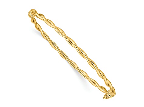 14K Yellow Gold Twisted Hinged Bangle