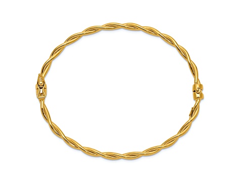 14K Yellow Gold Twisted Hinged Bangle