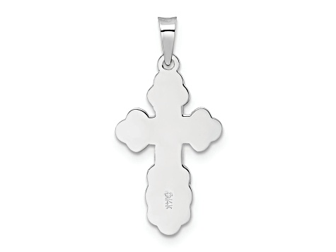 Rhodium Over 14K White Gold Polished Eastern Orthodox Solid Cross Pendant
