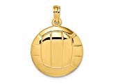 14k Yellow Gold Polished Textured 2D Volleyball Charm