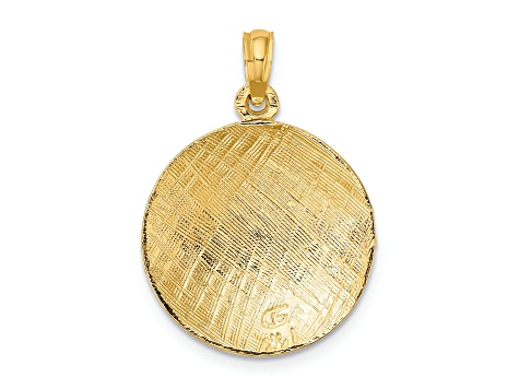 14k Yellow Gold Polished Textured 2D Volleyball Charm