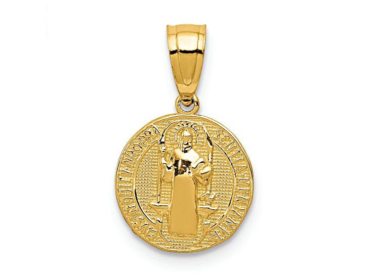 14K Yellow Gold San Benito 2 Sided Round Small Pendant