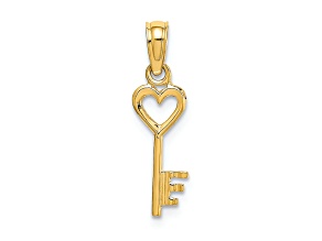 10K Yellow Gold Key with Heart Charm