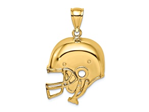 14k Yellow Gold 2D Polished and Textured Football Helmet Charm