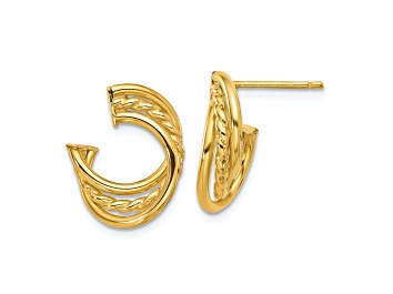 Picture of 14k Yellow Gold Polished and Twisted Stud Earrings