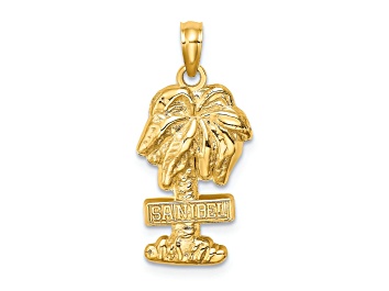 Picture of 14k Yellow Gold Textured Sanibel Palm Tree pendant