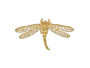 14k Yellow Gold Textured Cut-out Dragonfly Slide Pendant